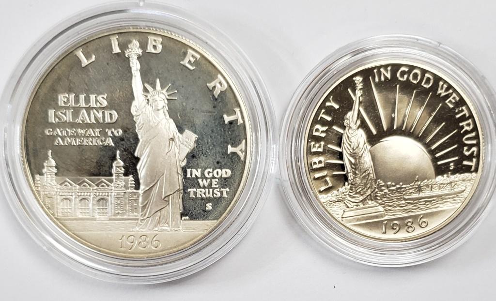 1986 US Liberty Coins - Silver Dollar & Clad Half (1 of 3)