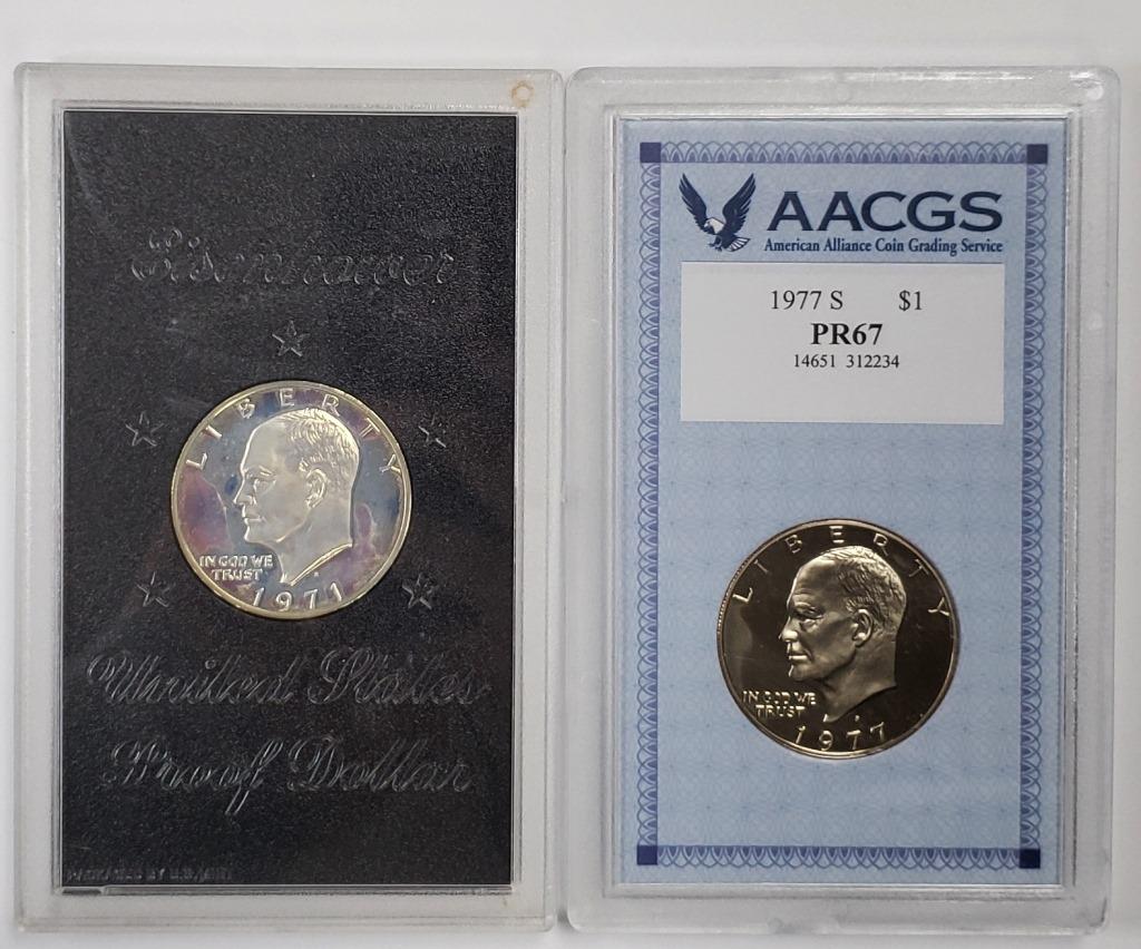 2 Proof Eisenhower Dollars - 1 Silver & 1 Graded C (1 of 2)