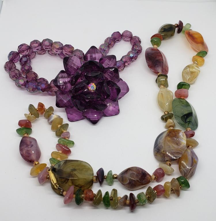 VINTAGE PURPLE BEADED LAYERED CHUNKY STRETCHY (1 of 4)