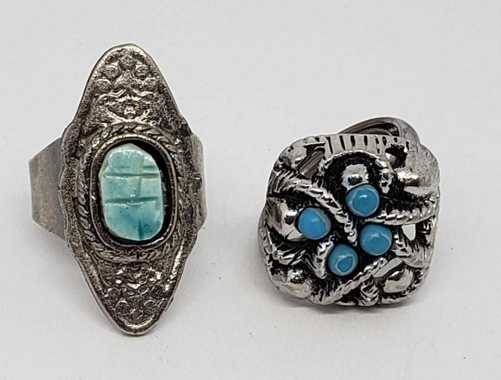2-SILVER TONED SOUTHWESTERN RINGS (1 of 3)