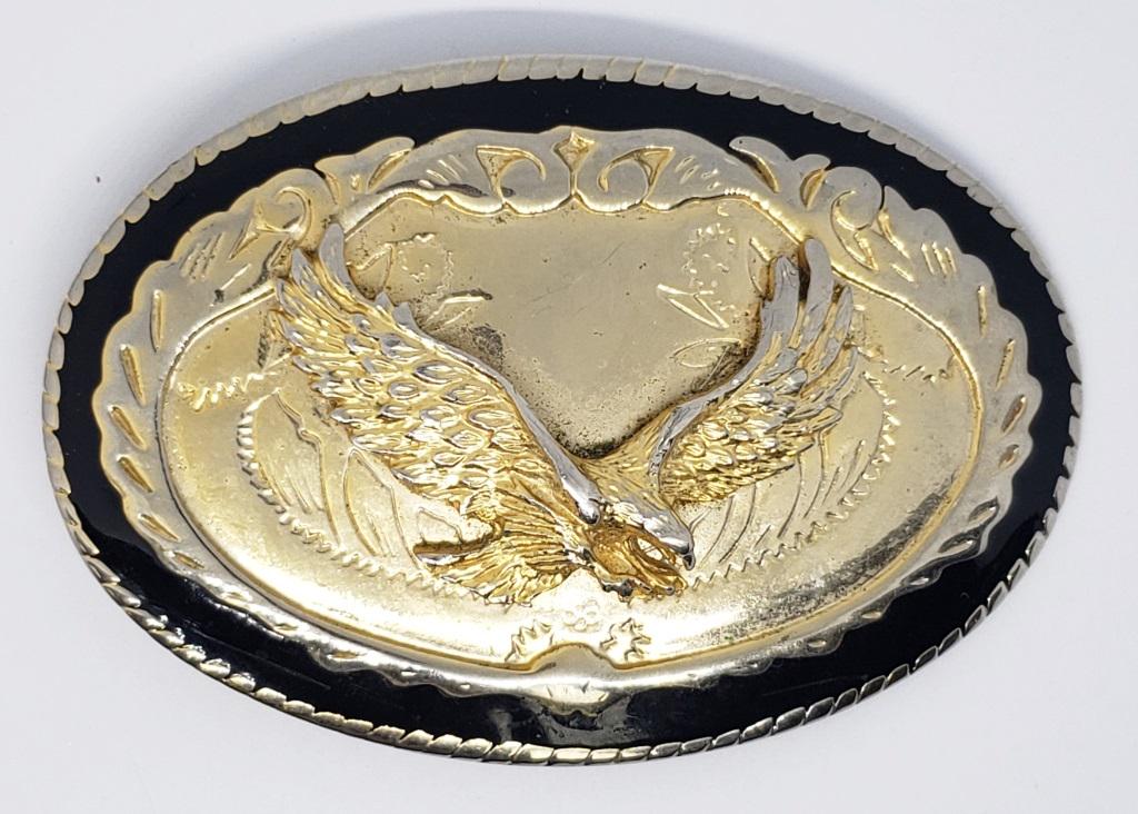 VINTAGE GOLD TONED EAGLE MEN'S BELT BUCKLE (1 of 2)
