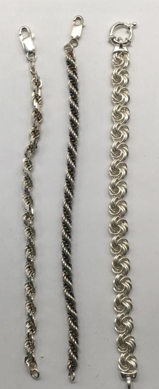 3 Sterling Bracelets - CUTE LOT (1 of 4)