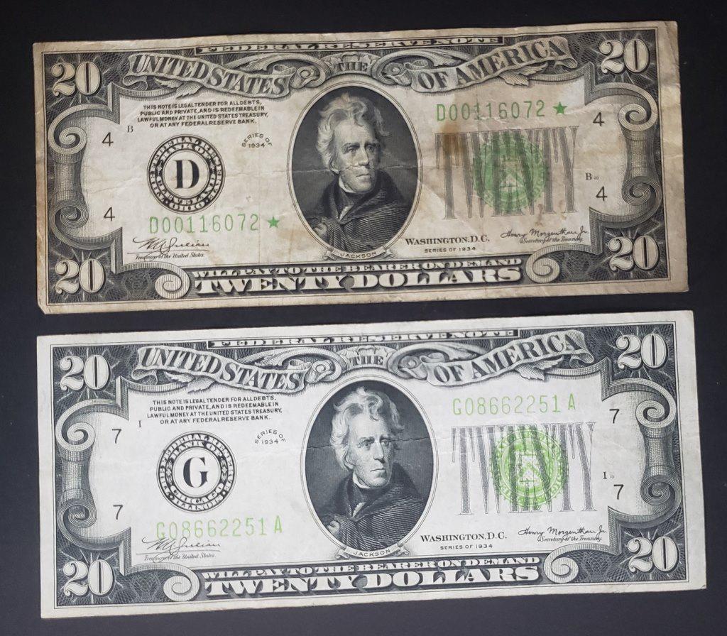 (2) 1934 $20 FED RSV NOTES (1 of 2)