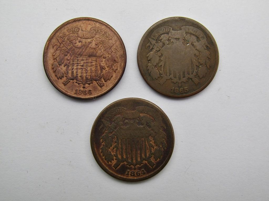 1864, 1865, 1866 TWO CENT PIECES (1 of 2)