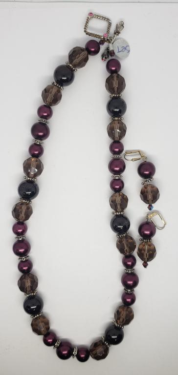 SET! CHUNKY VIOLET PURUPLE BEADED NECKLACE (1 of 3)