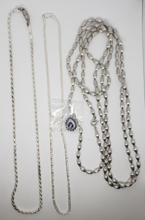 3-SILVER TONED NECKLACES/CHAINS PLUS (1)NEW! (1 of 3)