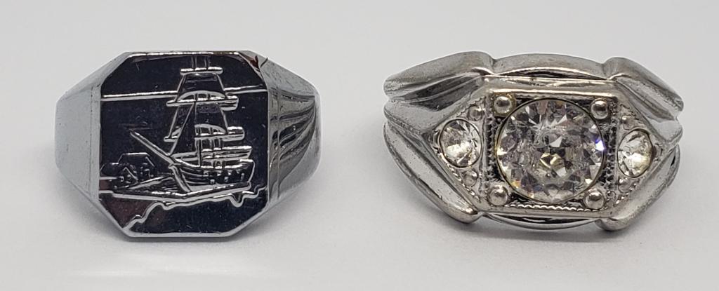 2-SILVER TONED MEN'S RINGS (1 of 3)