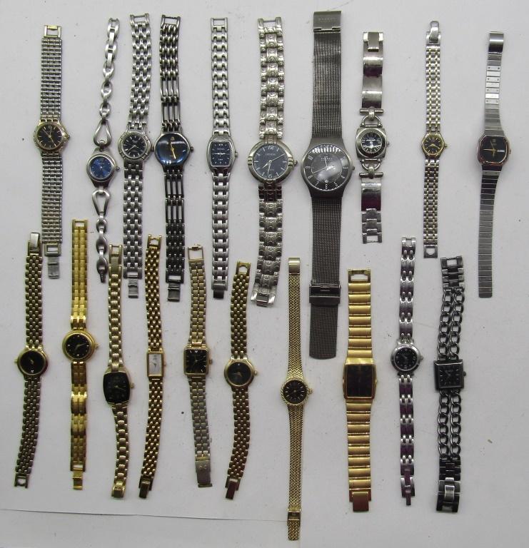 20 LADIES QUARTZ WATCHES-GENEVA,SEIKO,MISC: ALL UNTESTED:SOME MAY WORK, SOME MAY NOT,SOME MAY NEED BATTERIES, SOME FOR PARTS OR REPAIR-20 LADIES QUARTZ WATCHES-GENEVA,(3)SEIKO,(4)CITIZEN,OLEG CASSINI,RELIC,EMBASSY,FUTURA,DETAILS,COLLEZIO