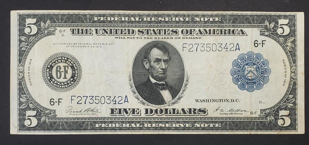 1914 FEDERAL RESERVE NOTE LARGE SIZE (1 of 2)
