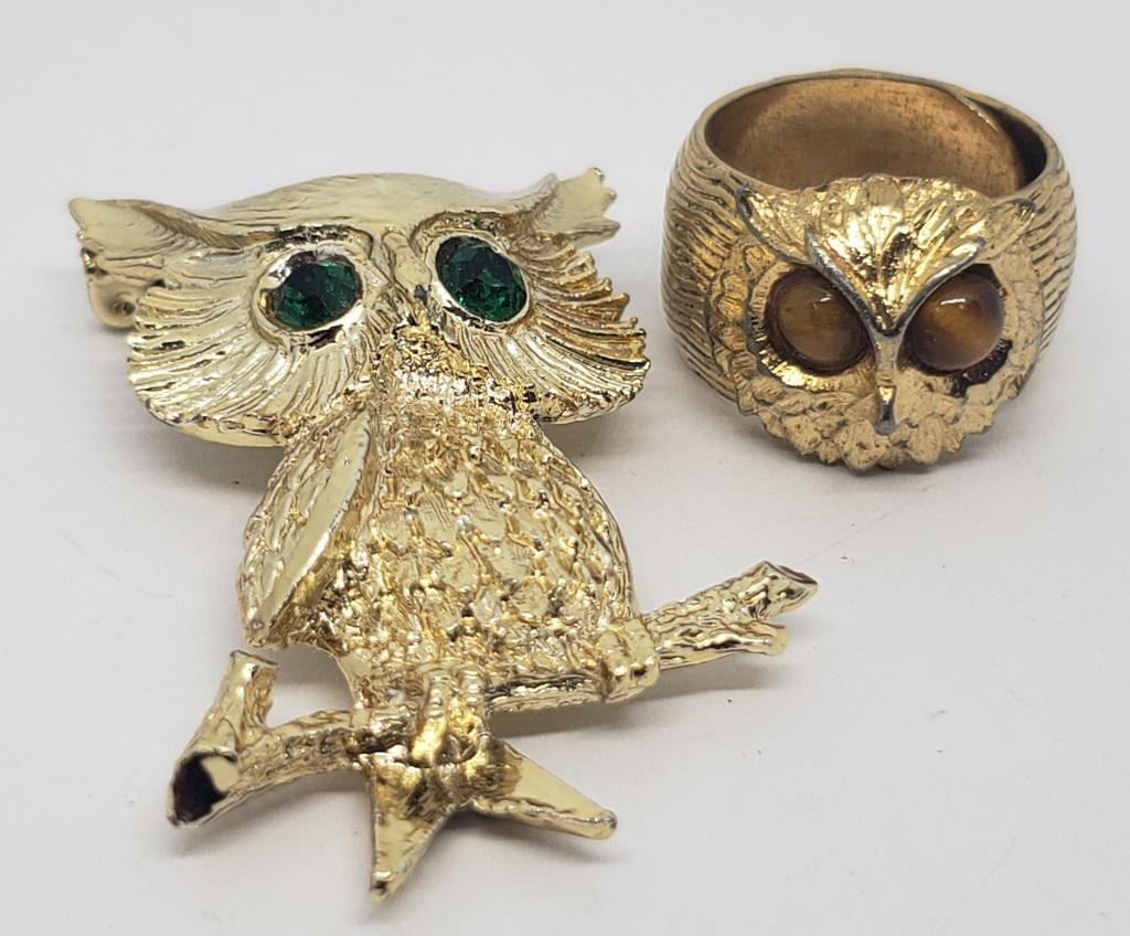 VINTAGE GOLD TONED OWL LOT: (1)GERRYS BROOCH (1 of 6)