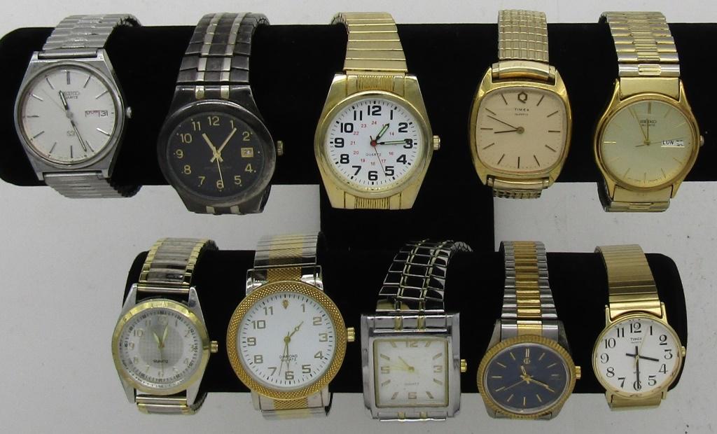 10 MENS QUARTZ STRETCH WATCHES-ARMITRON-(2)TIMEX-M (1 of 5)