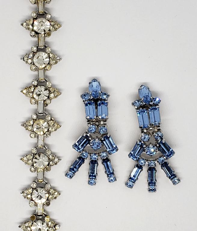 VINTAGE SILVER TONED RHINESTONE BRACELET PLUS (1 of 4)