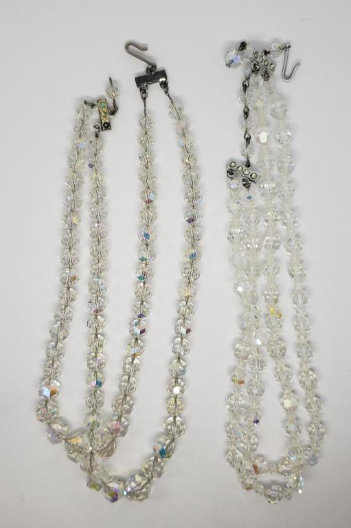 2-VINTAGE DOUBLE STRANDED CLEAR BEADED (1 of 3)