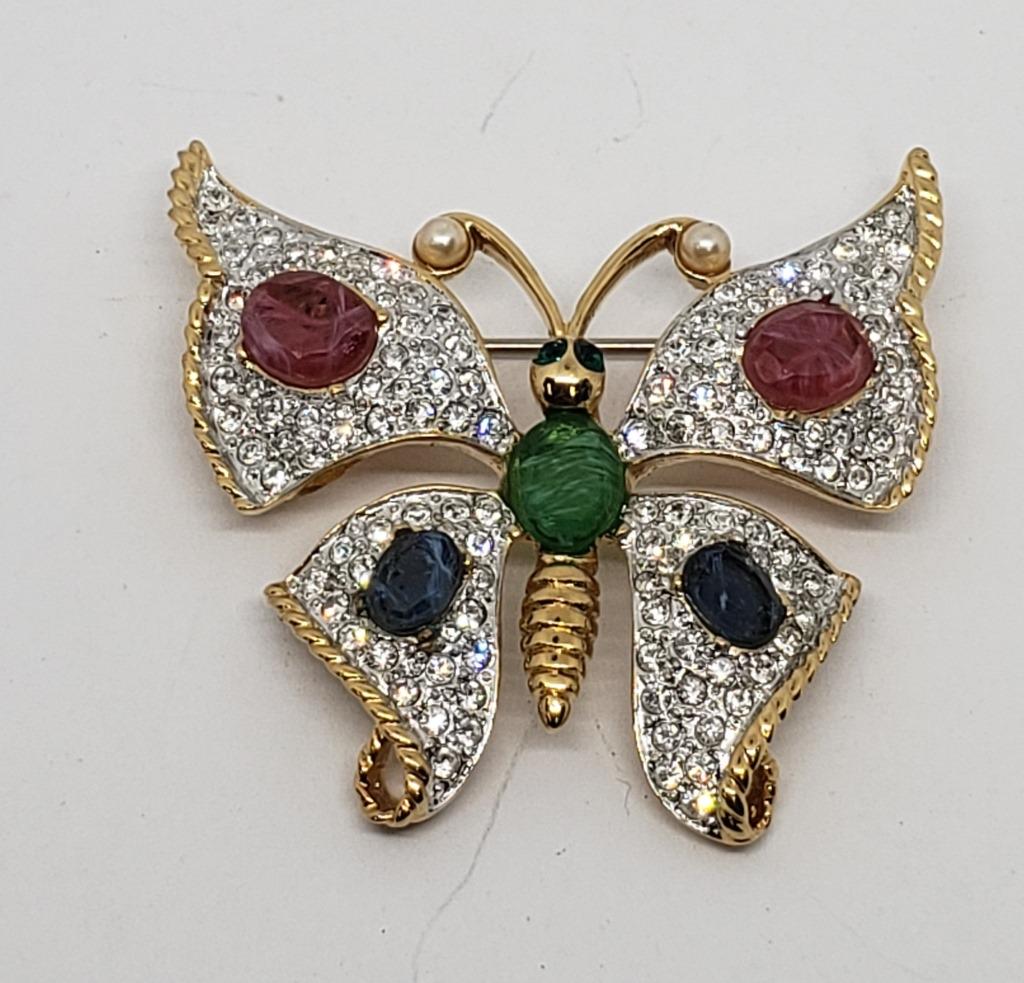VTG CAROLEE GOLD TONED RHINESTONE BUTTERFLY (1 of 6)