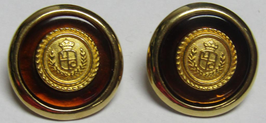 VINTAGE LIZ CLAYBORNED PIERCED EARRINGS: COAT OF ARMS