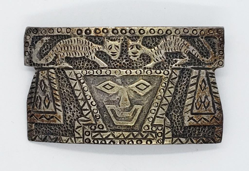 PERU 900 SILVER PIN AZTEC STYLE (1 of 7)