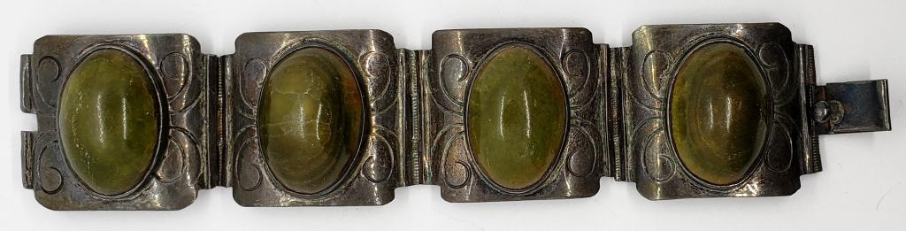 VTG. MEXICO BRACELET W JADE STONES (1 of 5)