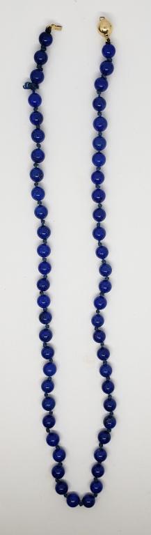 18 INCH BLUE LAPIS BEADED NECKLACE WITH 14K (1 of 4)