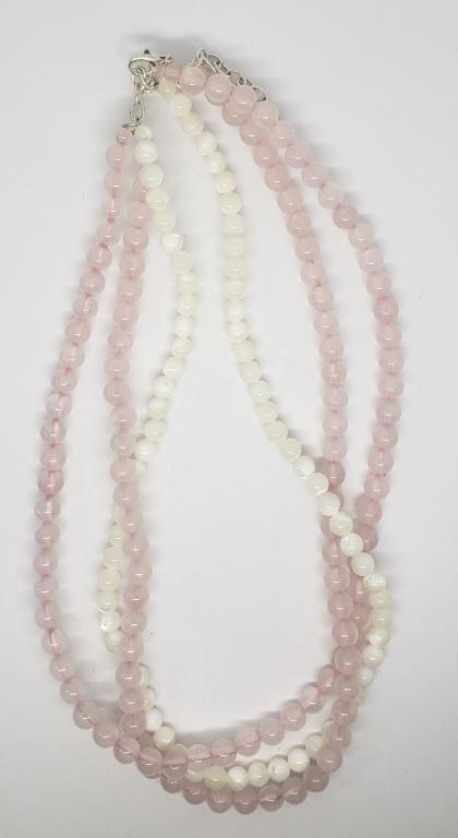 MULTI STRANDED BEADED NECKLACE WITH 925 CLASP (1 of 4)