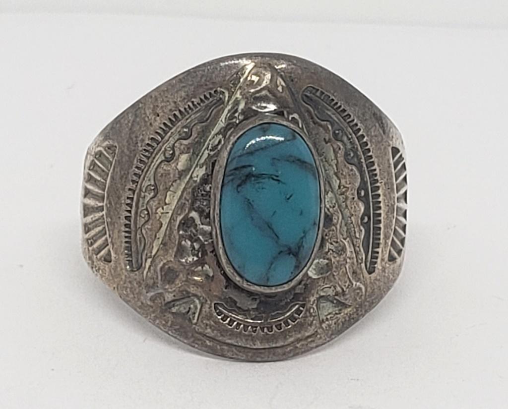 NAVAJO STERLING MEN'S THUNDERBIRD RING (1 of 4)