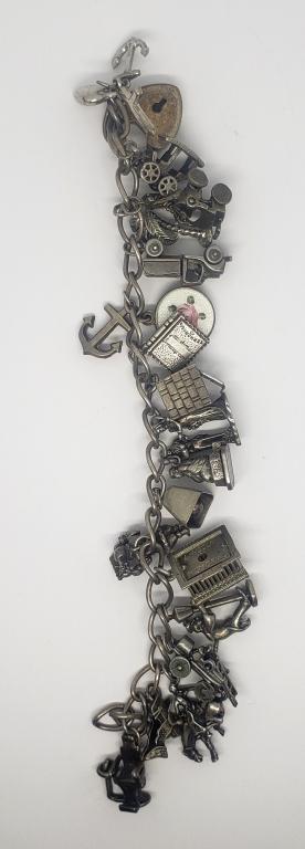 LOADED!! VINTAGE STERLING CHARM BRACELET (1 of 5)