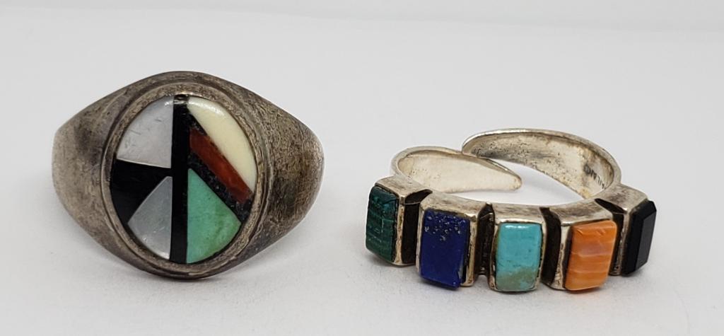 2-SOUTHWESTERN STERLING RINGS: (1)ZUNI (1 of 4)
