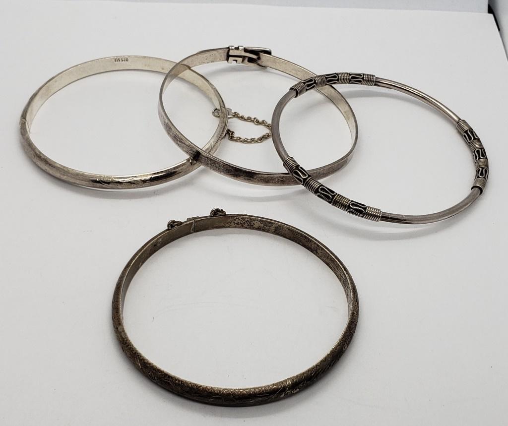 (4) STERLING BANGLE BRACELETS (1 of 4)