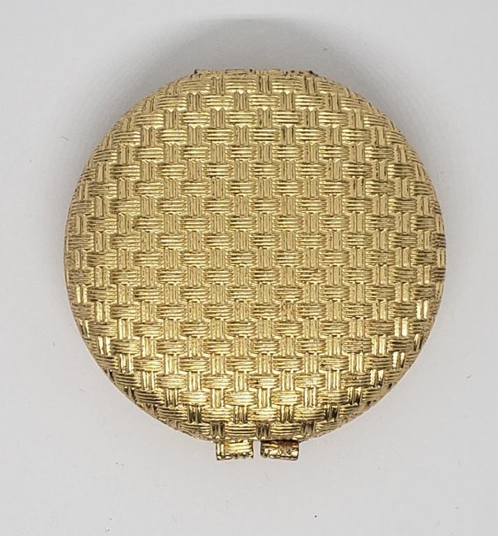 VINTAGE GOLD TONED ROUGE COMPACT: FULL MAKE UP RESIDUE-COMES WITH POWDER PUFF!!