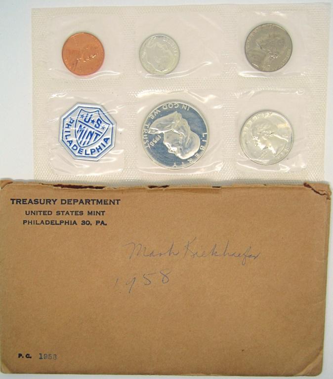 1958 U.S. PROOF SET ORIGINAL ENVELOPE (1 of 3)