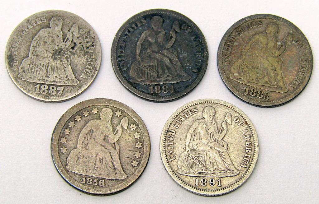 (5) U.S. SILVER SEATED DIMES (1 of 2)