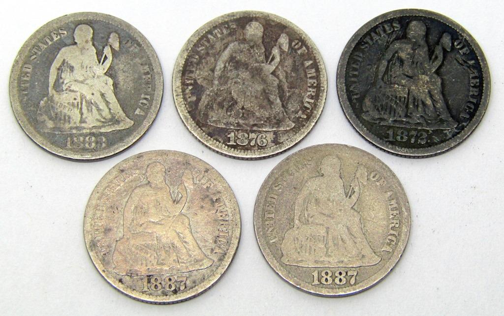 (5) U.S. SILVER SEATED DIMES (1 of 2)