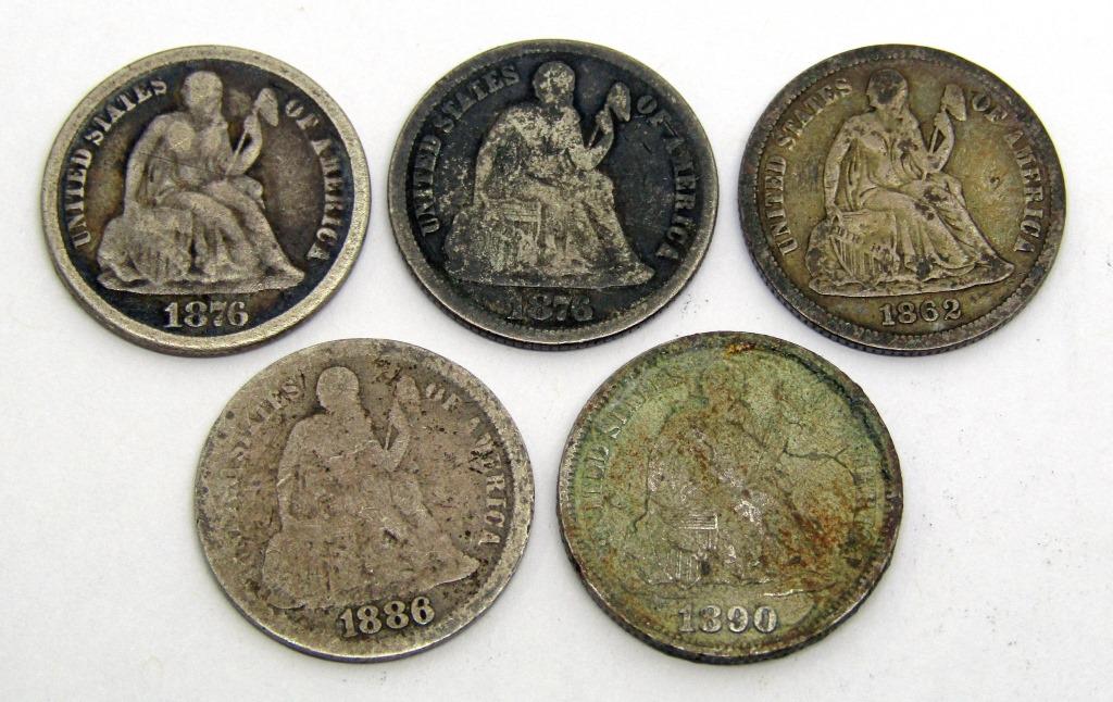 (5) U.S. SILVER SEATED DIMES (1 of 2)