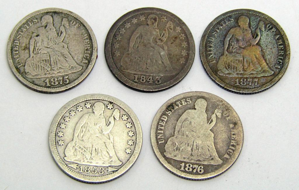 (5) U.S. SILVER SEATED DIMES (1 of 2)