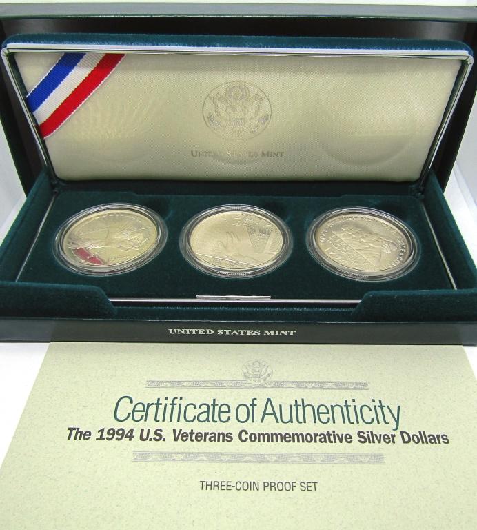 1994 U.S. VETERANS COMMEM SILVER DOLLARS (1 of 3)