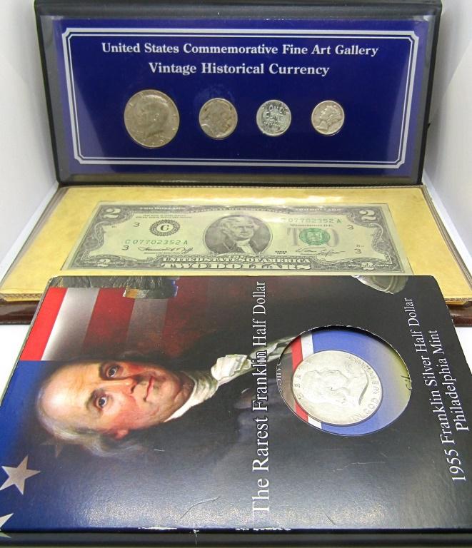 1976 $2 BICENTENNIAL NOTE; 1955 FRANKLIN (1 of 5)