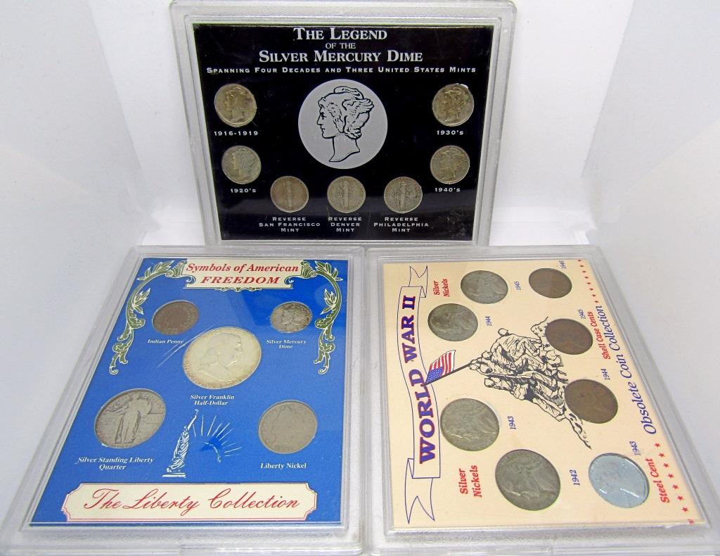 WWII OBSOLETE COINS, SILVER MERCURY DIME DECADES: SYMBOLS of AMERICAN FREEDOM SET
