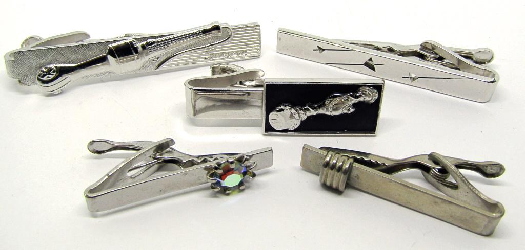 5 VINTAGE TIE CLIPS! (1 of 2)