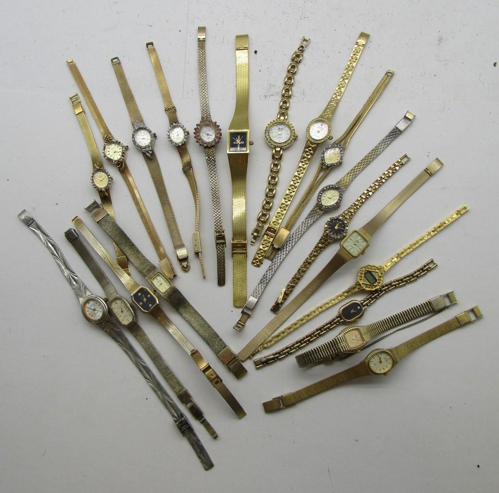 20 LADIES QUARTZ WATCHES-ARMITRON-LORUS-MISC: ALL UNTESTED: SOME MAY WORK, SOME MAY NOT, SOME MAY NEED BATTERIES, SOME FOR PARTS OR REPAIRS- 20 LADIES QUARTZ WATCHES-(2)ARMITRON-LORUS-LA MARQUE-(2)SARAH COVENTRY-CITIZEN-(3)SEIKO-DUFONTE