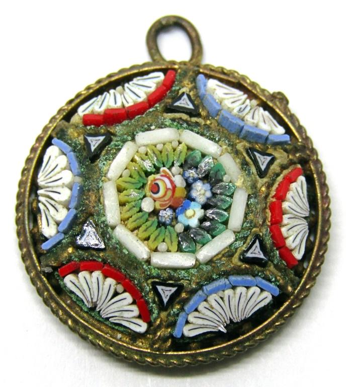 VINTAGE SILVER TONED MICRO MOSAIC CIRCULAR (1 of 2)