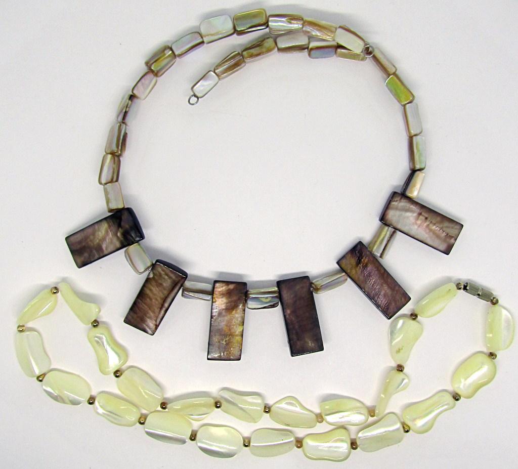 2-VINTAGE CARVED SHELL BEADED NECKLACES (1 of 1)