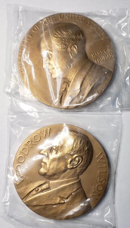 2-3 INCH PRESIDENTIAL INAGURATION MEDALS: (1)HARRY S TRUMAN (1)WOODROW WILSON