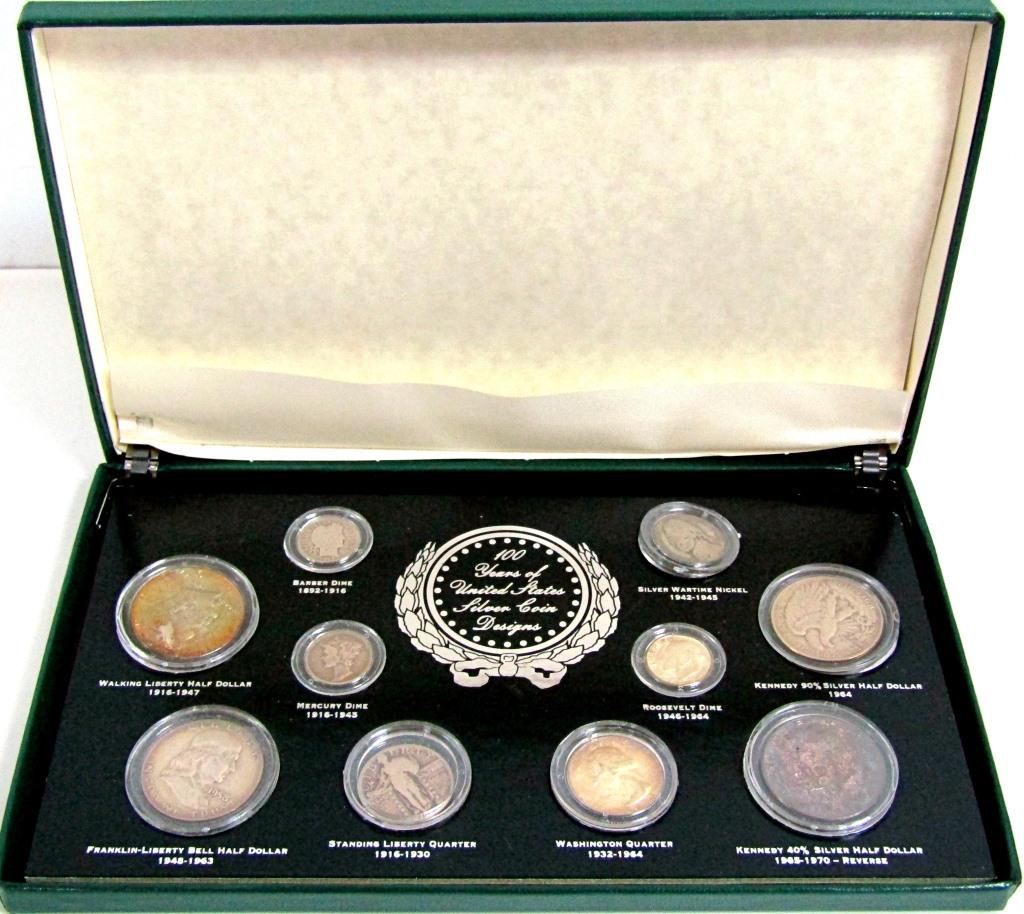 100 yrs U.S. SILVER COIN DESIGN SET (10 pc) (1 of 2)