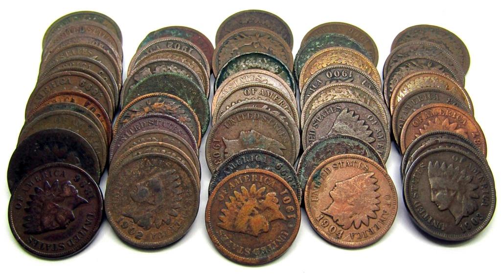 50 INDIAN CENT LOT - GREAT MIX (1 of 1)