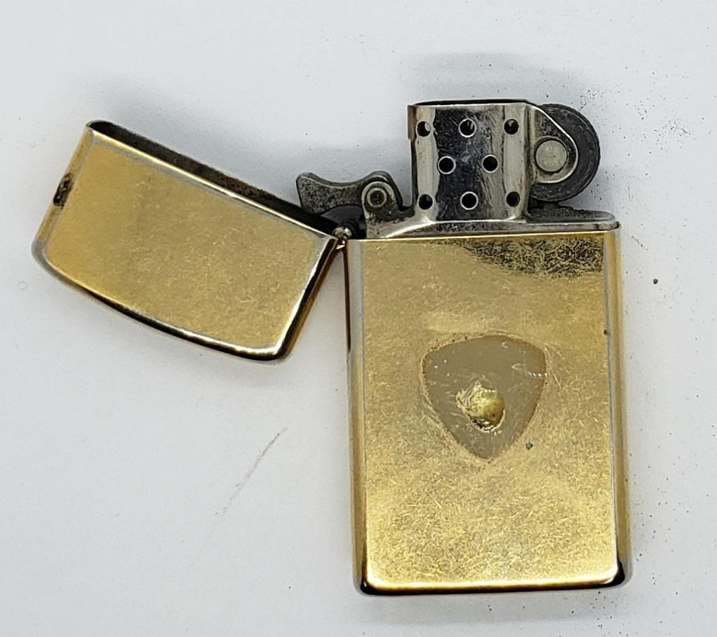 Vintage 1881 Zippo Slim Cigarette Lighter Gold Pla (1 of 4)