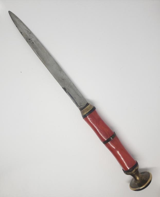 LARGE LETTER OPENER RED RESIN HANDLE (1 of 3)
