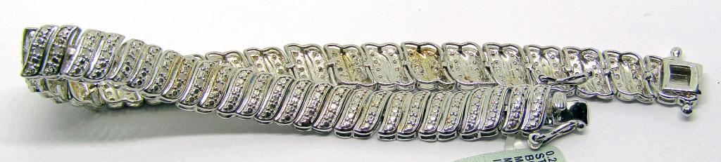 NEW WITH TAGS! 7.5 INCH TENNIS STERLING BRACELET: WITH .25 CTW DIAMONDS-TOTAL 7.9 DWT