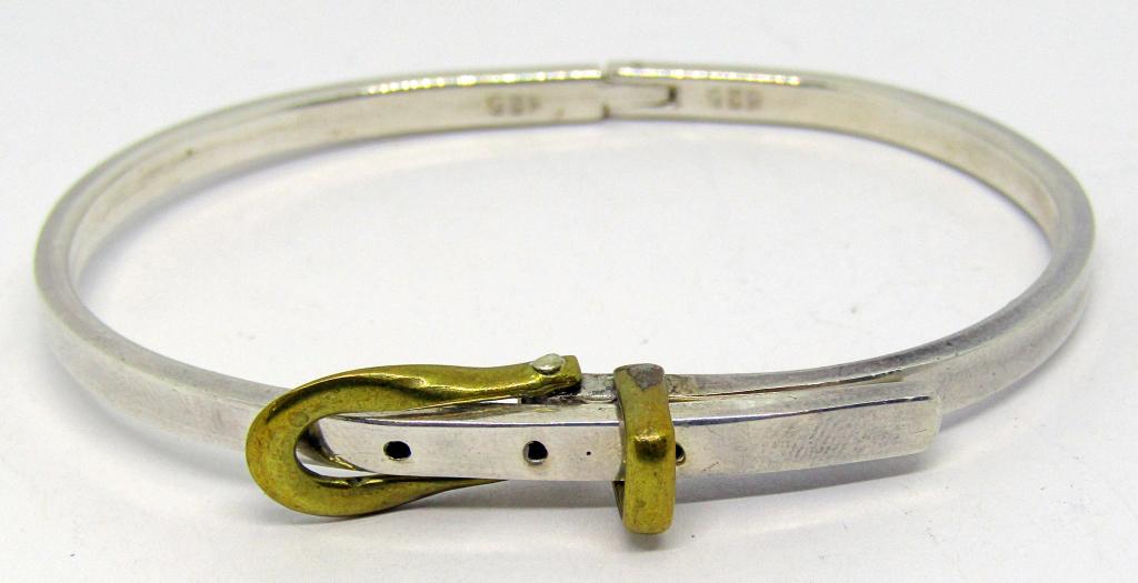 STERLING BUCKLE STYLE BRACELET WITH GOLD TONED (1 of 3)