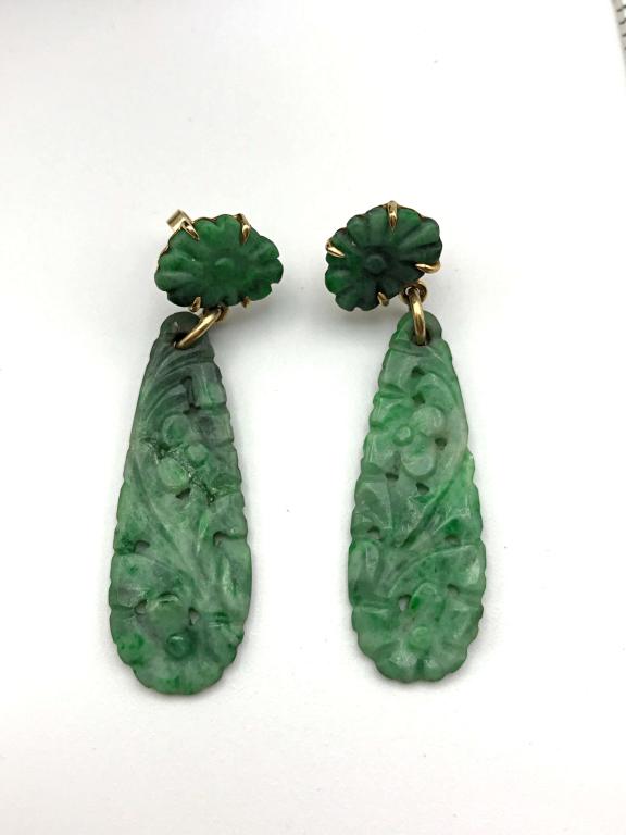14K JADE DANGLE EARRINGS (1 of 3)