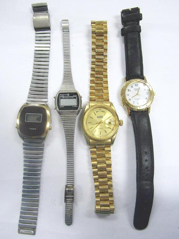 4 MEN WRIST WATCHES-TIMEX-ACQUA- QUINTEL- ARMITRON: ALL CONSIDERED NON WORKING UNLESS MENTIONED- CHECK OUT OUR WEEKLY AUCTIONS TODAY!