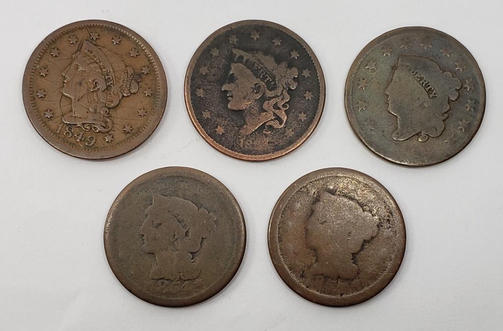 (5) LIBERTY HEAD LARGE CENTS (1 of 2)